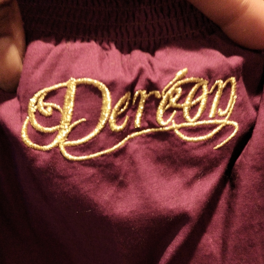 FINAL PRICE Dereon Purple Blouse With Gold Trim And Belt Size Small